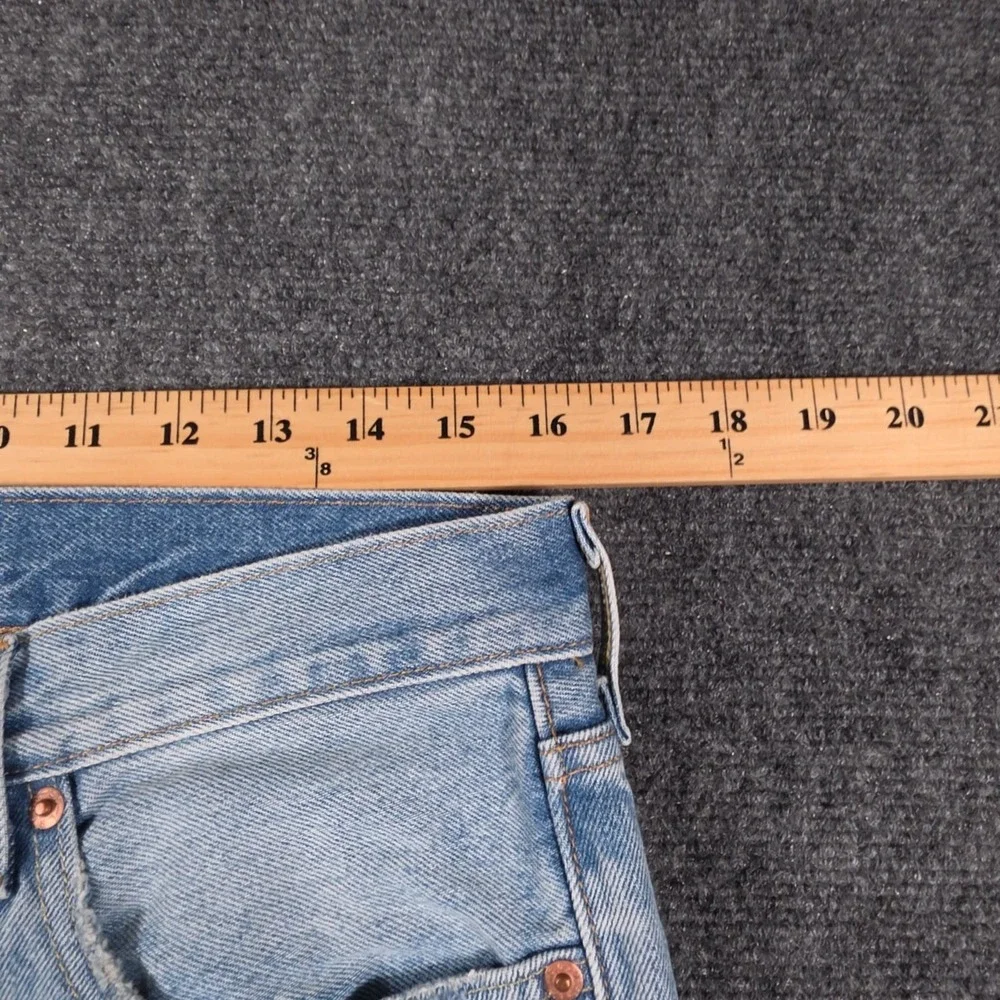 Levis Premium Selvedge 501 Jeans Mens 32x32 Blue Distressed Whiskered Button Fly